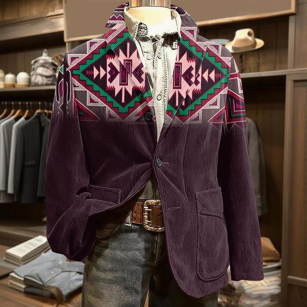 Cárdigan de Chaqueta de Traje Cálido de Pana Estampada para Hombre Traje Casual para Hombre