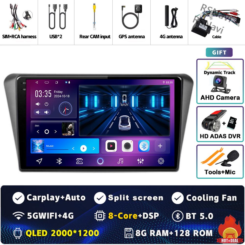 9" Android 14 Carplay Car Radio For Peugeot 408 2014 - 2018 Multimedia Video Player Navigation GPS Stereo 2Din DVD 360 Camera BT