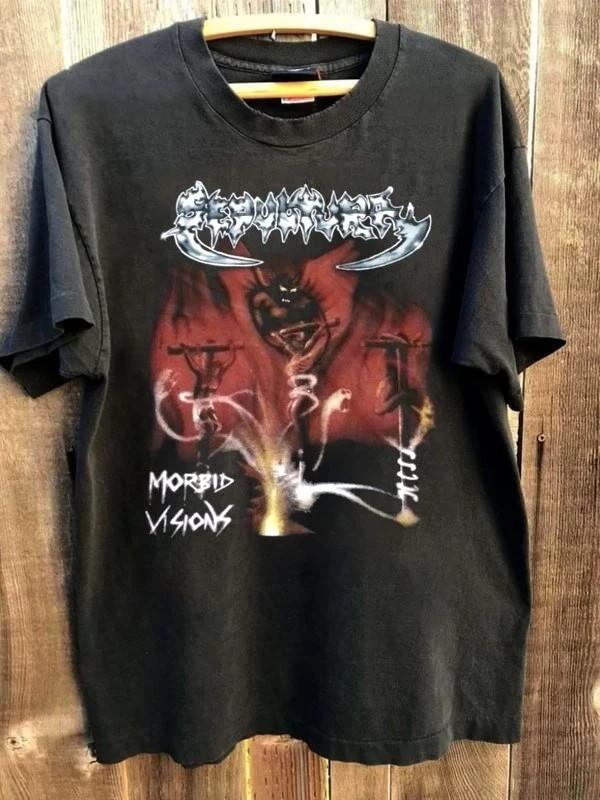 Sepultura Morbid Visions Visions tour concert short sleeve black color shirt Unisex T-Shirt S