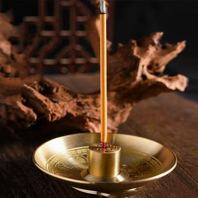 Brass Nine-Hole Incense Holder Base, Household Offering Plate for Incense Sticks & Candles, Durable Home Worship Decor