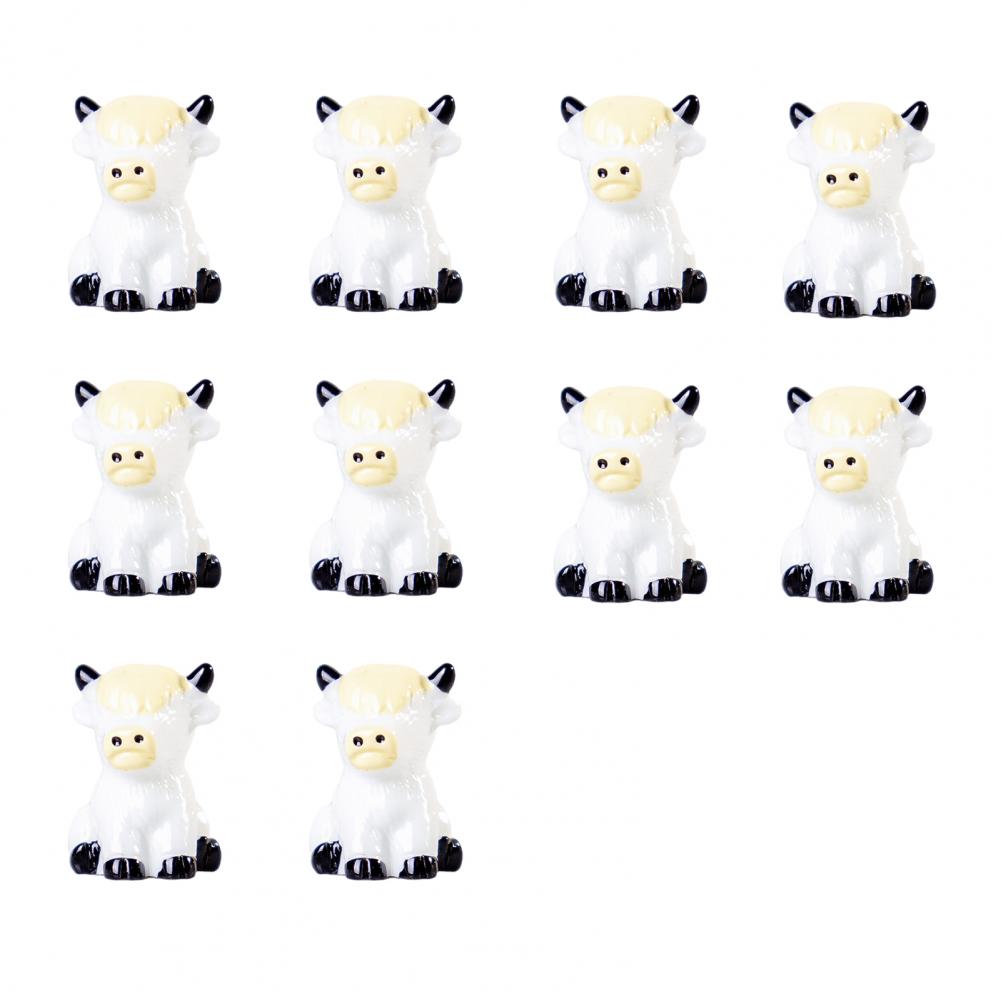 Highland Cow Ornament Table Decor 10pcs Mini Highland Cow Figurines Resin Sculptures Collectible Desktop Decorations Sitting