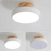 1/2/5pcs Three-Color Dimming Ceiling Light LED Flush Mount Ceiling Lamp Wrought Acrylic Lampshade Round Wood Lamp Holder Study