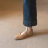 Soft Leather Version~ French Literary and Artistic Style Woven Hollowed-out Outer Wear Breathable Mary Jane Sandals Women's Word with Flat Shoes