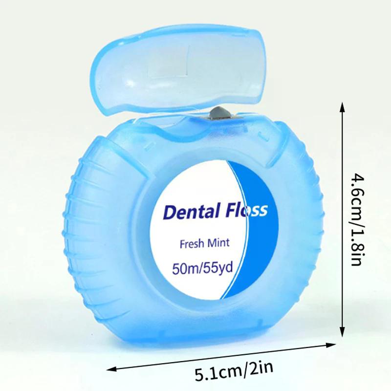 1 Rolo 50m Fio Dental Higiene Bucal Limpeza dos Dentes Fio Dental Encerado Sabor Menta Carretel Fio Dental Palito Limpador de Dentes