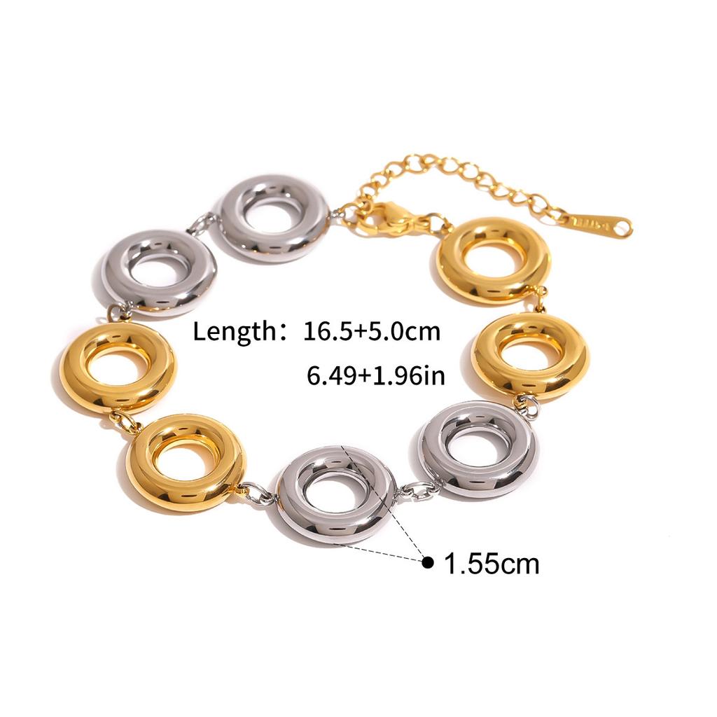 Yori Double Color Creative Statement Circle Stud Earrings Bracelet Women Daily Wear Jewelry Pendientes De Acero Inoxidable