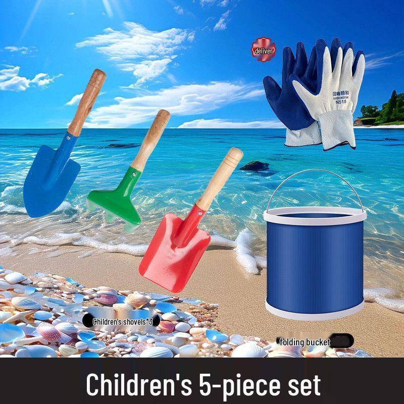 Tide-Chasing Beach Set: Kids' Sand Digging & Clam Equipment - Shovel, Crab Clips, Rake