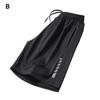 Mid-Rise Elastic Waistband Drawstring Pockets Men Shorts Outdoor Fitness Ice Silk Short Pants