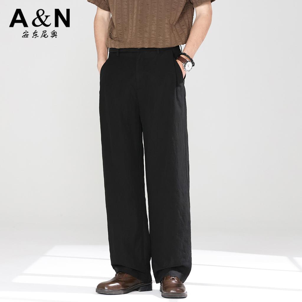 [Lyocell&Linen] Men's Casual Pants Spring New Solid Color Straight Tube Breathable Sweating Commuter Pants