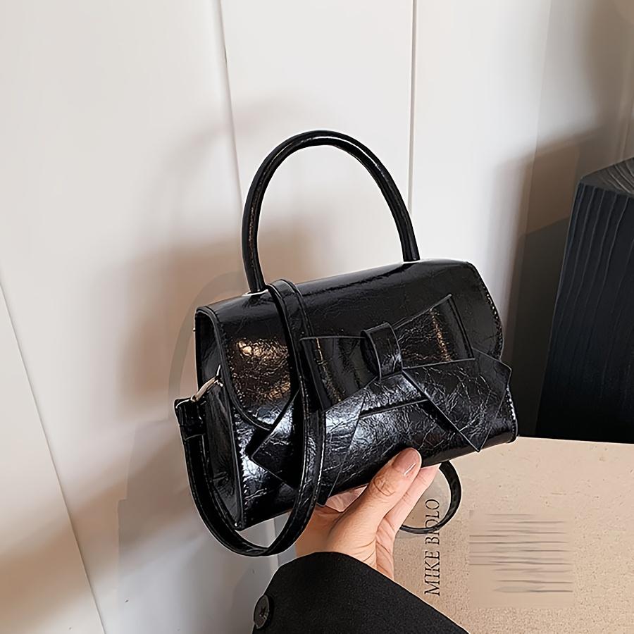 1pc Casual Personality Fashion Bow Shoulder Bag Hand-held Small Square Bag Simple Crossbody Bag