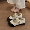 Mary Jane Schuhe Damen 2025 neue Sommer Sandalen Plateausohle kleine Lederschuhe Klettverschluss keine müden Füße Damenschuhe weichsohlige Einzel Schuhe