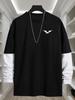 Men's Spliced Long Sleeve Tee, Quick Dry Breathable Tops, Regular Fit for Daily Commute Outdoor Stroll Errands Casual Daily Wear
