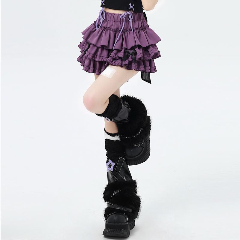 

Женская мини-юбка с шортами Y2K панк готический стиль каваий юбка-торт с оборками эластичная талия модная одежда уличная одежда M фиолетовый