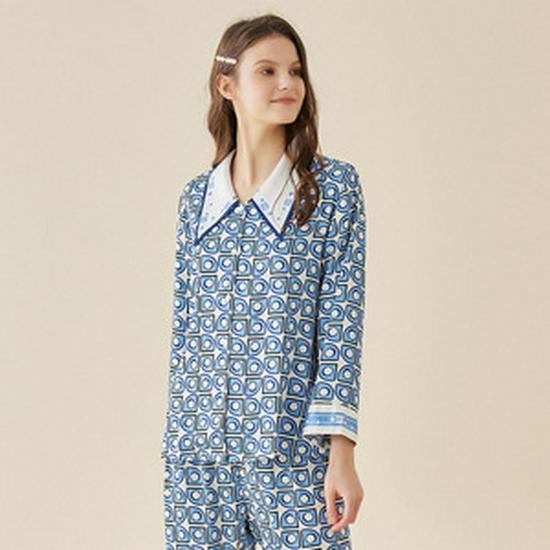 Clearance: Spring/Summer Ice Silk Pajama Set for Couples - Women's Imitation Silk