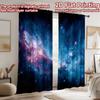 2D Flachdruck 2 Stück Fenstervorhänge Tiefraum Sterne Nebel Digital Bedruckte Polyester Vorhänge Festliche Wanddekoration für Wohnkultur
