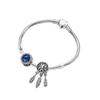 Luxury Jewelry Fasion Moments Heart Clasp Snake Bracelet Sparkling Blue Disc Spiritual Dreamcatcher Charm Gorgeous Elegant