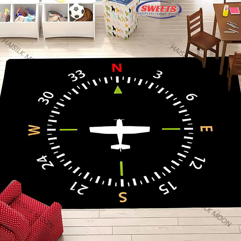 Aircraft Theme Airstrip Airport Signs Printed Carpet Living Room Bedroom Sofa Large Area Decorative Mat Kids Play Soft Rug Gift