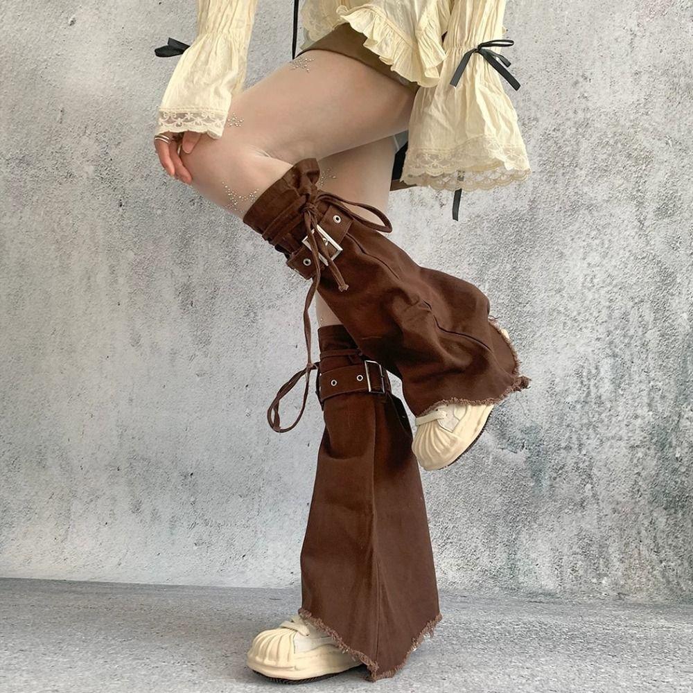 Cute Y2k Leg Warmers JK Spicy Girl Y2k Stockings Brown Retro Pile Up Socks Fall Winter