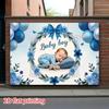 Newborn Boy Welcome Backdrop, Blue Floral Wreath and Balloons Design for Baby Shower Decoration