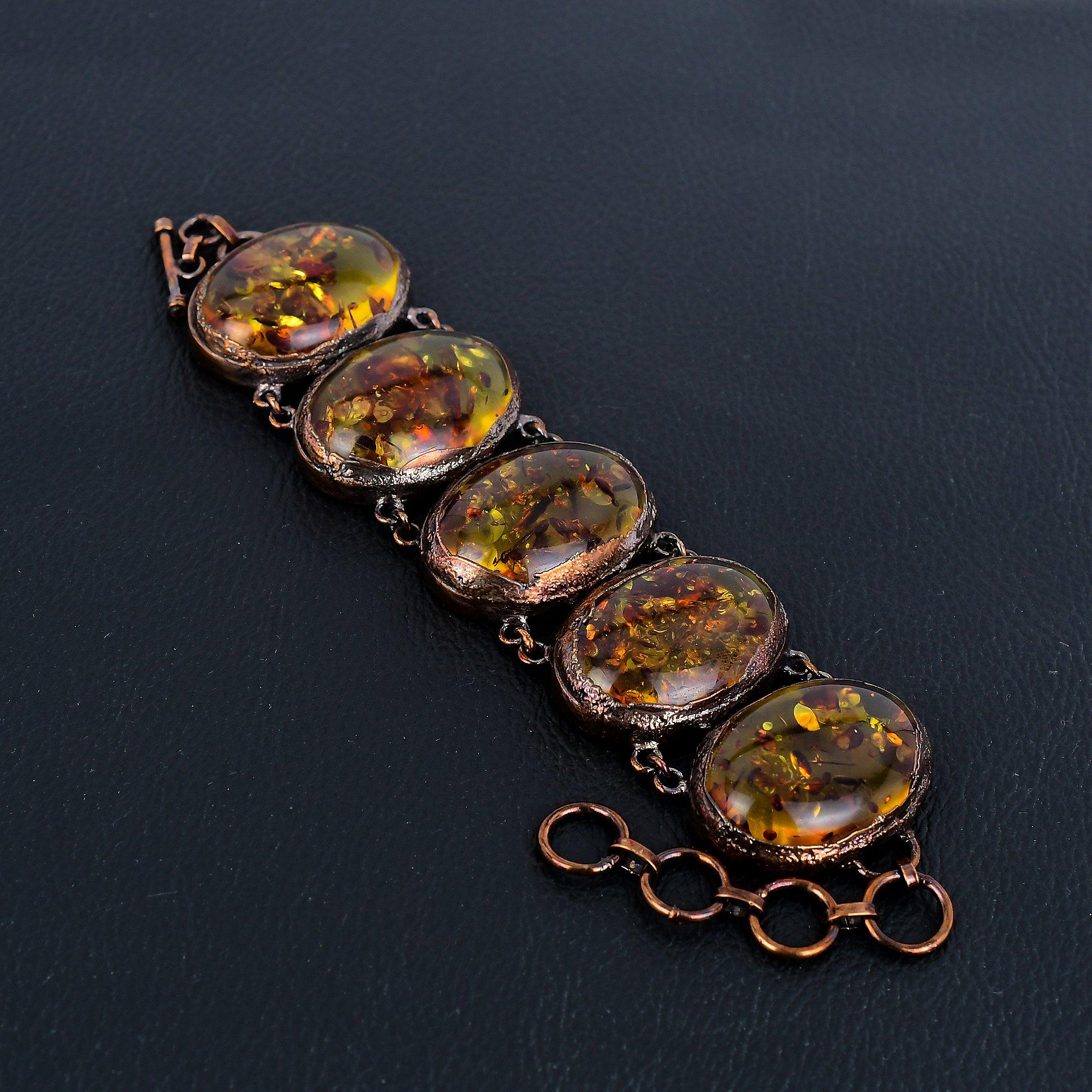 

Браслет из балтийского янтаря, Ювелирные изделия с гальваническим медным покрытием, Браслет ручной работы ко Дню матери