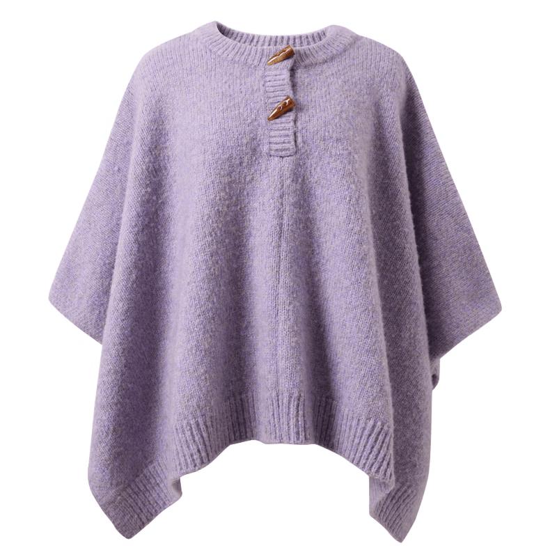 SanCai Women's Retro Knitted Toggle Shawl