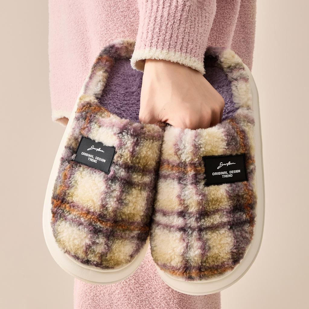 Winter Women Home Slippers Plush Warm Thick Bottom Slides Breathable Soft Non-slip Slippers Indoor Outdoor Men Casual Slippers