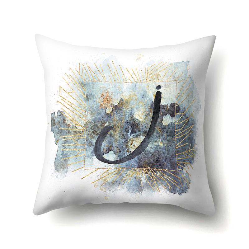 Polyester Pillowcase Home Car Decoration Printing Pillowcase 26 English Letters Sofa Cushion Cover