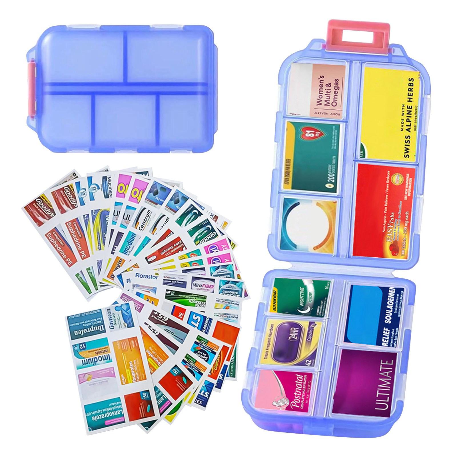 

Органайзер с этикетками для ежедневного использования в дорожных контейнерах Органайзер для хранения лекарств Органайзер для хранения дорожных принадлежностей 7-дневный органайзер One Size синий