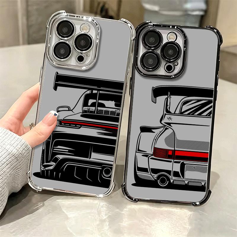 Super Sports Car Simple Desgin Soft Phone Case For iPhone 15 16 17 Air 14 Pro Max 16E Plus 13 12 Mini Plating Anti-Fall Fundas