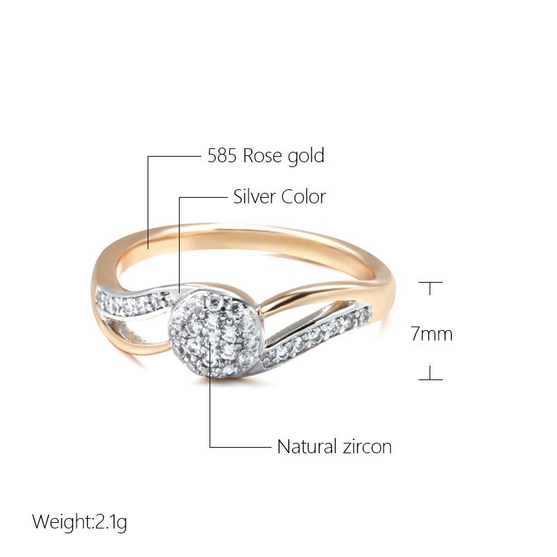 Luxury Bridal Wedding Ring Micro-Wax Inlay Natural Zircon  Rose Gold With  Color Rings For Women Vintage Jewelry