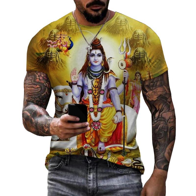 Hindu God Lord Shiva 3D Print T-Shirts Hinduism Vishnu Men Women Fashion Oversized Short Sleeve T Shirt Male