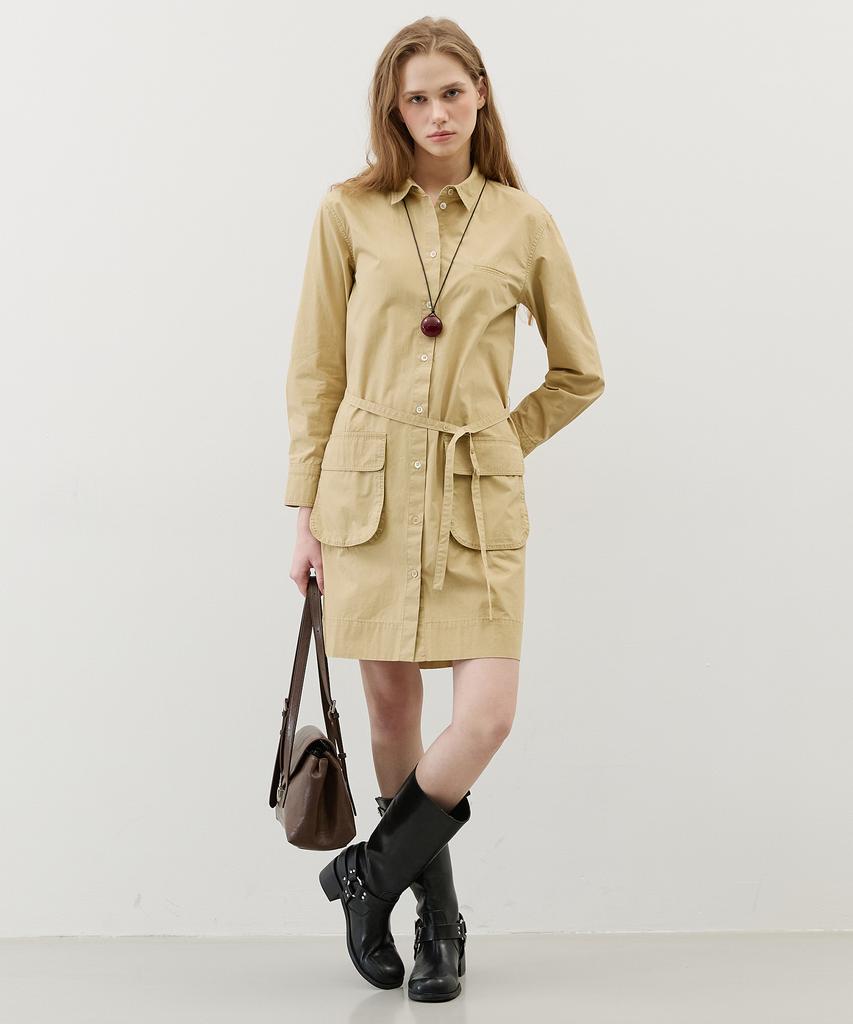 City Breeze Utility Belted Dress_Beige