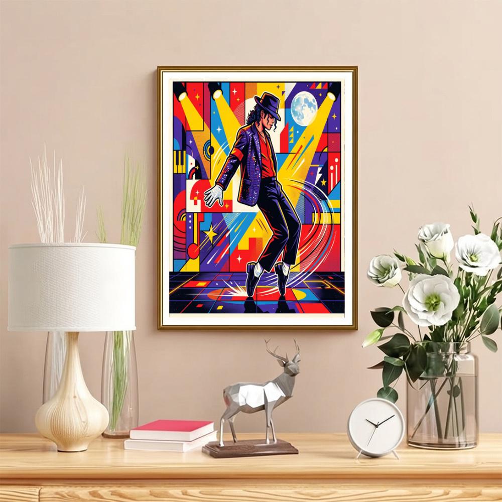 Michael Jackson Retro Dance Tribute 5D Round Diamond Painting Kit Diamond Embroidery Painting Rhinestones Mosaic Frameless Handwork Decoration Arts