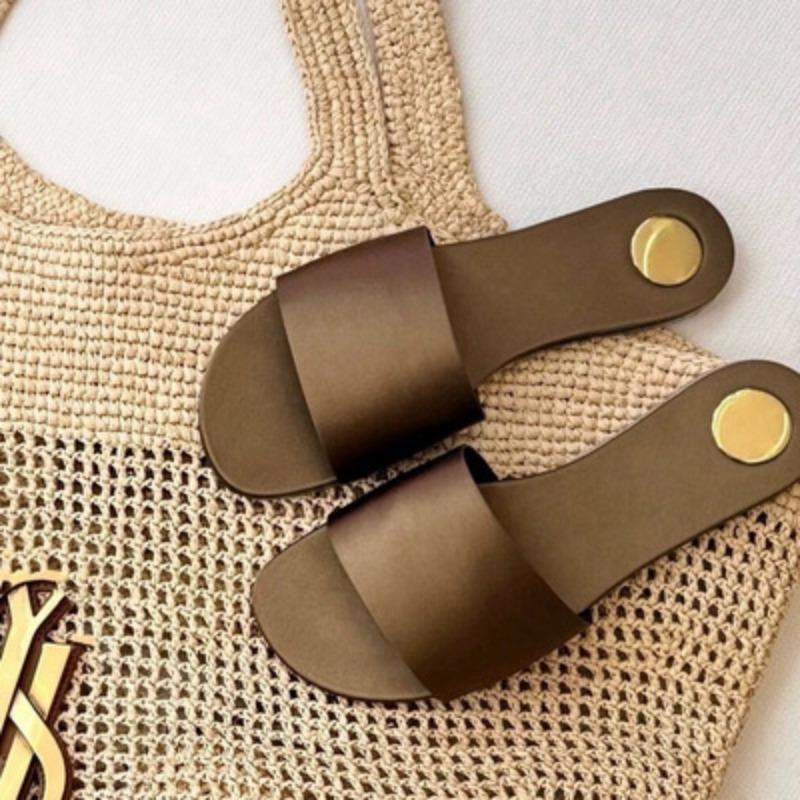 

Spring and summer new flat-bottomed leopard print slippers women s daily outer wear summer trend fashion sandals designer shoes 39 коричневий