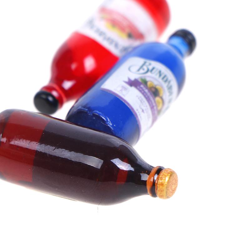 6Pcs 1/12 Dollhouse Miniature Resin Bottle Simulation Wine Bottle Model