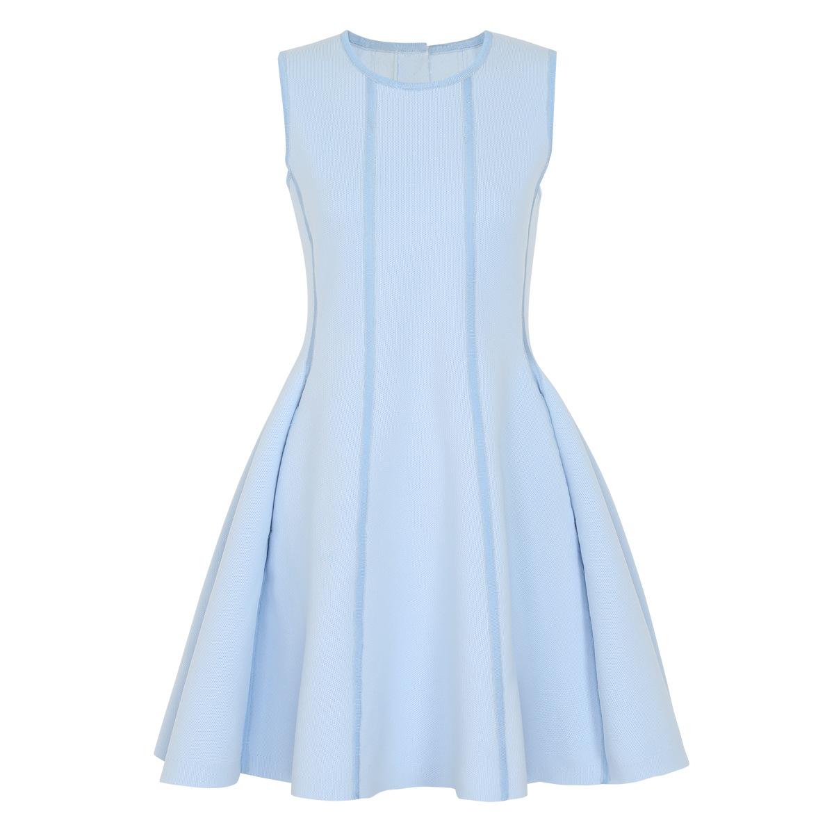 Spot high-quality European and American summer new fashion knitted bow slim and thin sleeveless dress 26142 S