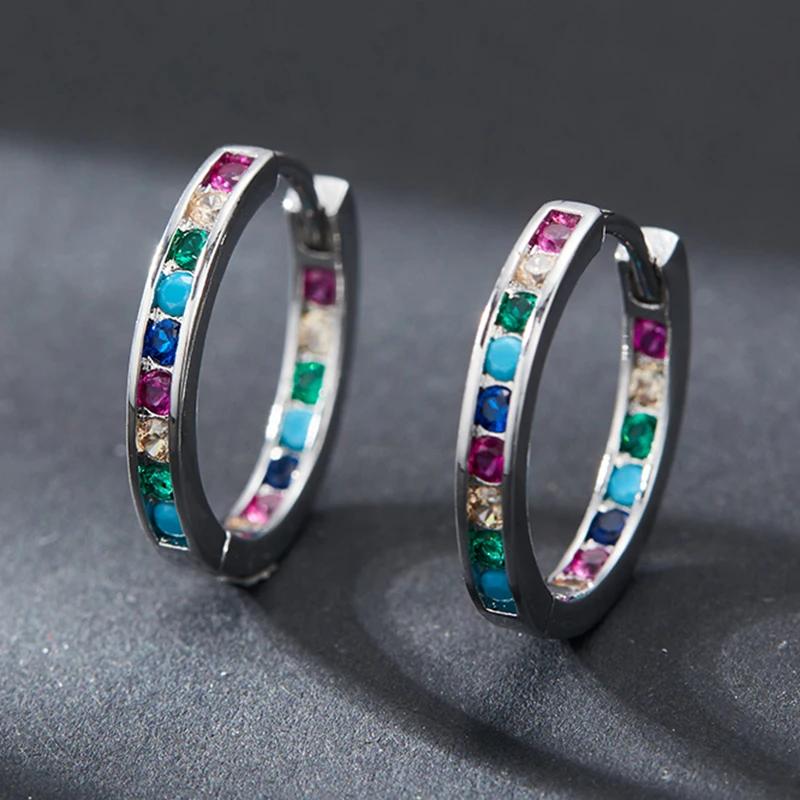 Europe and The United States Fashion Color Inlaid Zirconia Pendant Earrings for Women with Exquisite Zircon Accessories