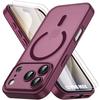 Case for iPhone 18 Pro Max, with Magnetic Circle and Camera Glass - Burgundy - 2 Tempered Glasses