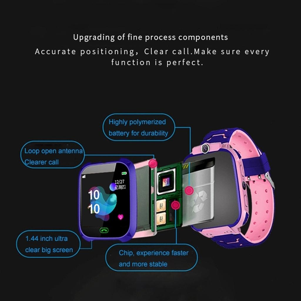 Q12B Kids Smartwatch Children Phone Watch with Call Voice Chat Location SOS Alarm Camera Flashlight Birthday Gifts Wrist Watch for Boys Girls