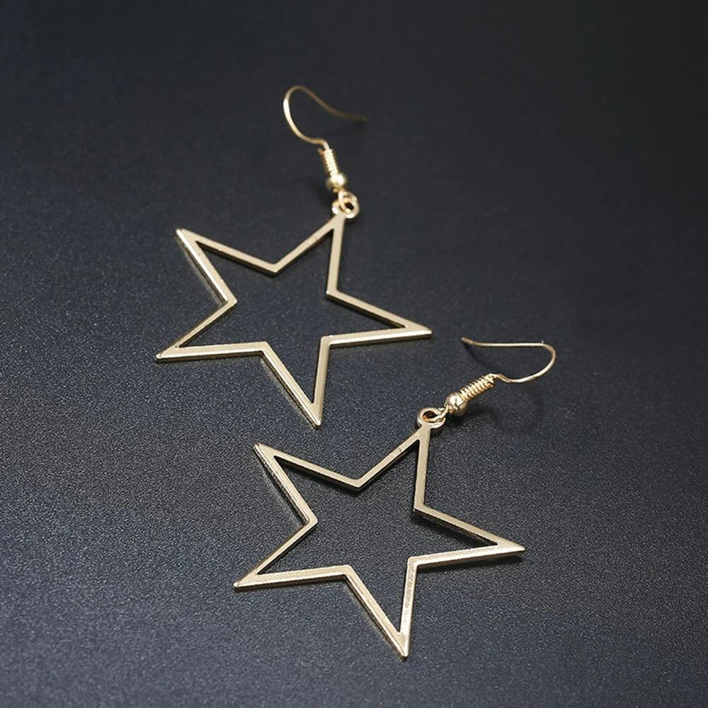 SUMENG New Fashion Handmade Simple Antique Hollow Star Pendant Drop Earrings for Women Vintage Jewelry Gifts Accessories