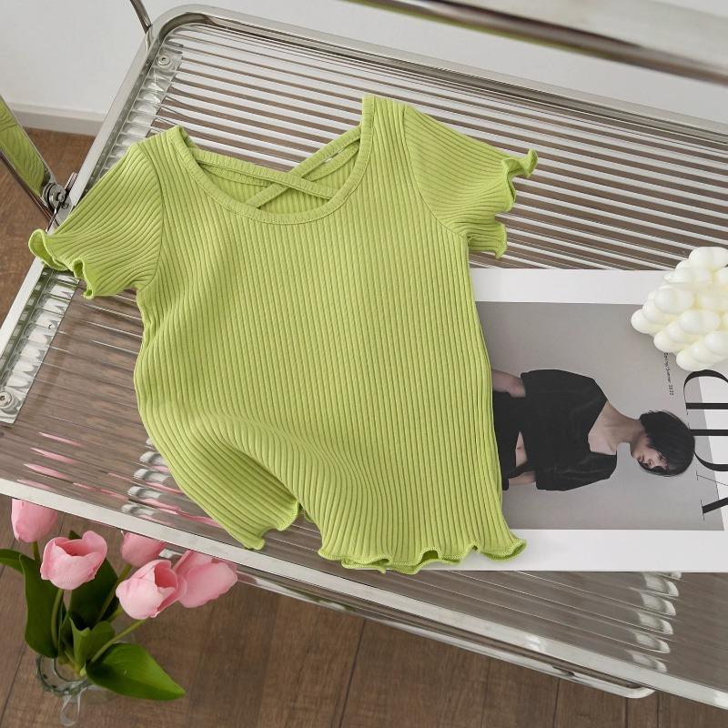 Summer Short Sleeved Fashion New Soft T-shirt Versatile Casual Simple Girl Clothes Lightweight Classic Comfortable Child Top
