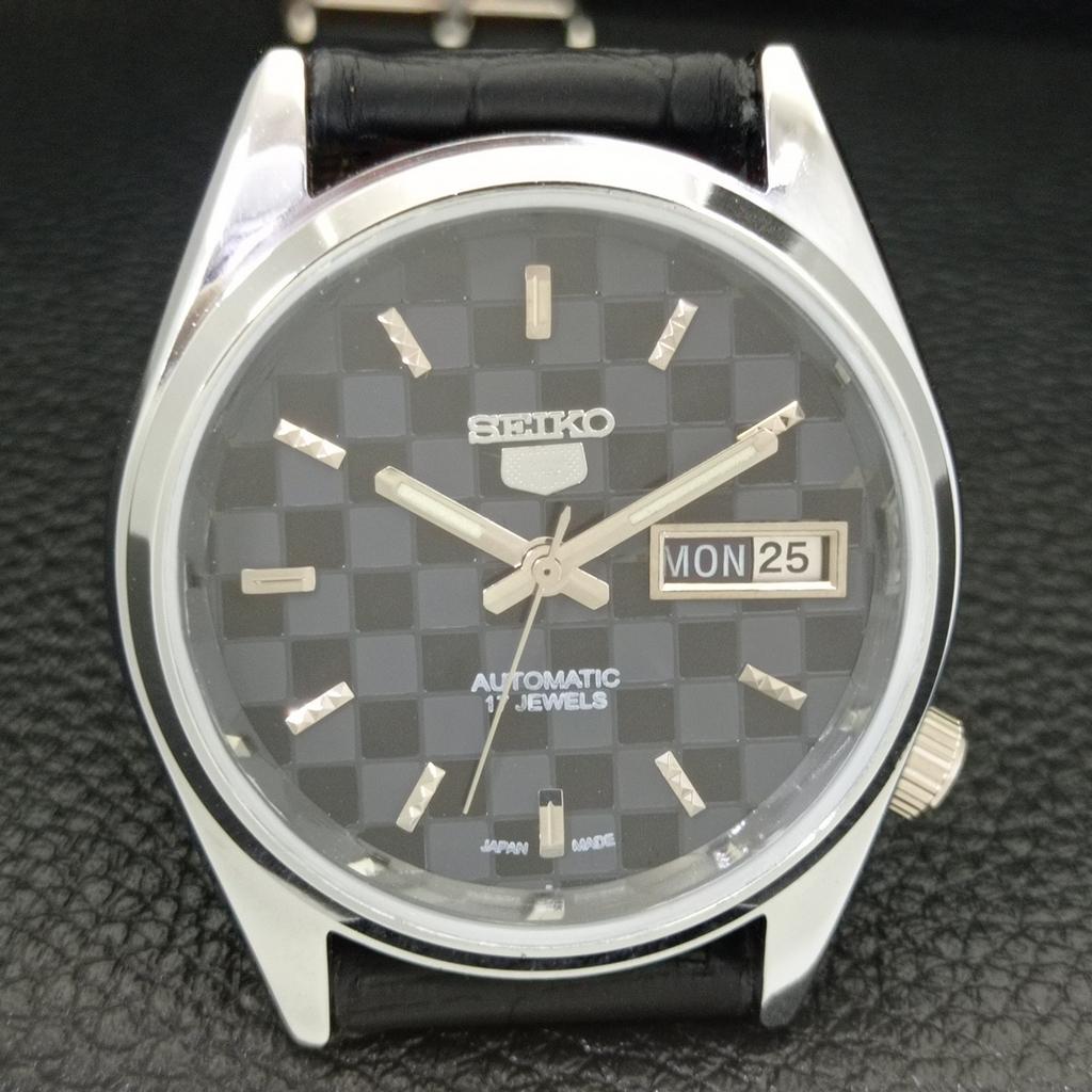 AUTOMATIC VINTAGE SEIKO 5 REFURBISHED JAPAN MENS BLACK DIAL WATCH A440418-9 Sk-a440418-1