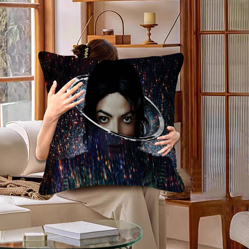 M-Michael J-Jackson New Pillow Covers Cartoon Sofa Decorative Home Double-sided Printing Short Plush Cute Cushion Cover