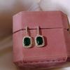 1Pair French Vintage Green Transparent Gem Simple Hanging Earring Jewelry Exquisite Drop Dangle Personality  Stud Earring