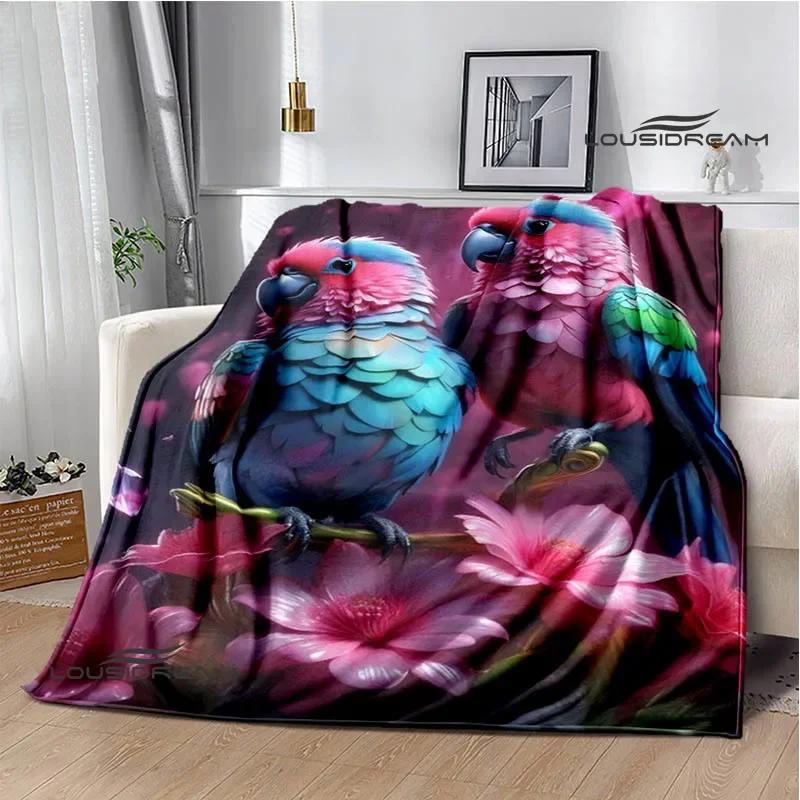 3D Parrot Cute Printed Blankets Picnic Blanket Warm Flannel Blankets Soft and Comfortable Blanket Bed Linings Birthday Gift