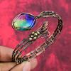 Rainbow Solar Quartz Druzy Bangle Copper Wire Wrapped Jewelry Adjustable Cuff Bracelet Handmade Copper Wire Bangle Gemstone Jewelry For Gift