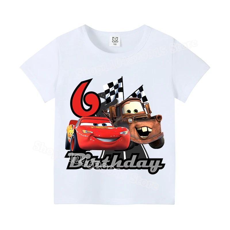 Summer Casual Cartoon Lightning McQueen Short Sleeve Tshirt Kawaii Anime Comfortable Fashion Clothes for Children Boys Girls