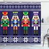 Christmas Nutcracker Shower Curtain, Christmas Tree Snowman Bathroom Curtain Decoration Set With Hook Fabric Christmas Gift