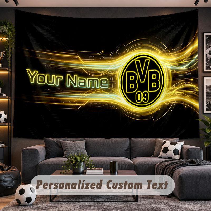 Arazzo da Parete Nome Personalizzato Modello Borussia Dortmund Tessuto Stampato Personalizzato Decorazione Murale