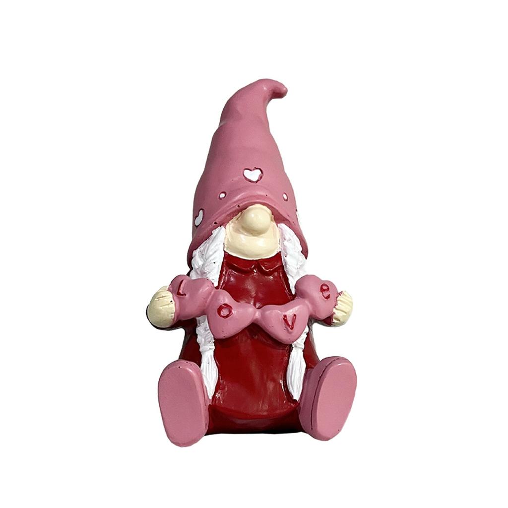 Gnome Valentine's Day Ornament Table Decorations - Christmas Gnome Figurine Valentine's Day Decoration Gift Resin