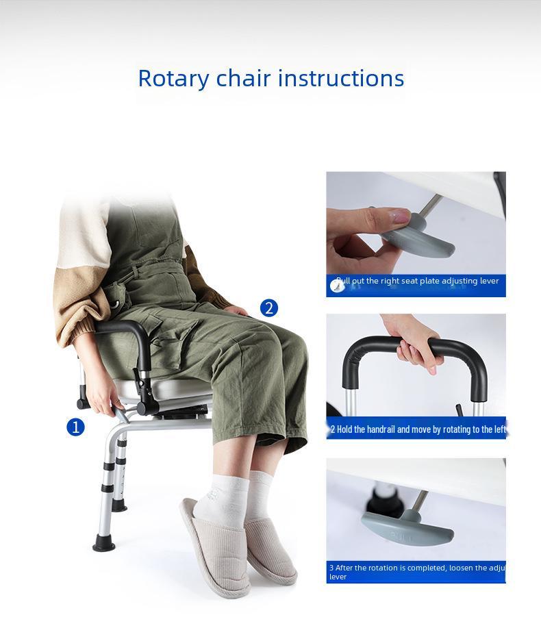 Adjustable Rotatable Shower Chair with Flip-Up Armrests for Elderly, Adults & Pregnant Women